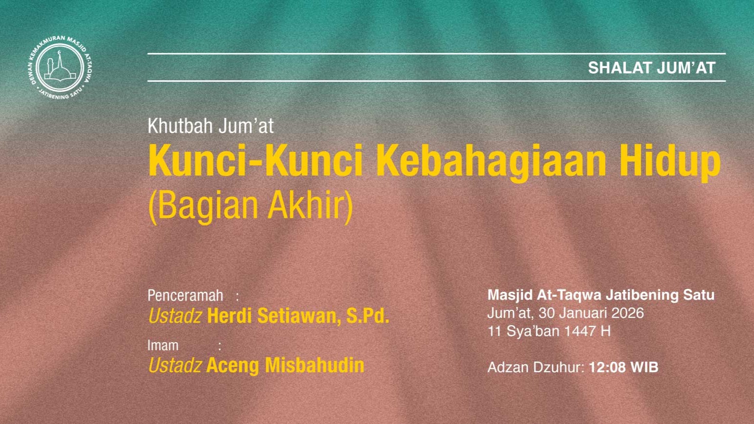 Info Shalat Jum'at 30 Januari 2026 • 11 Sya'ban 1447 H