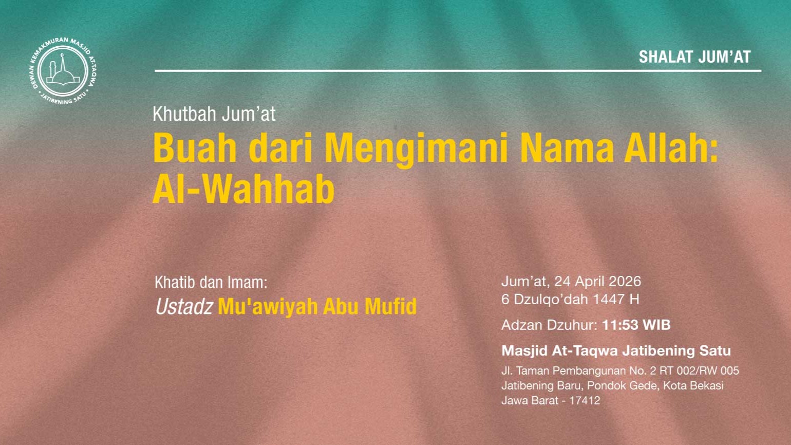 Info Shalat Jumat 24 April 2026 • 6 Dzulqo'dah 1447 H