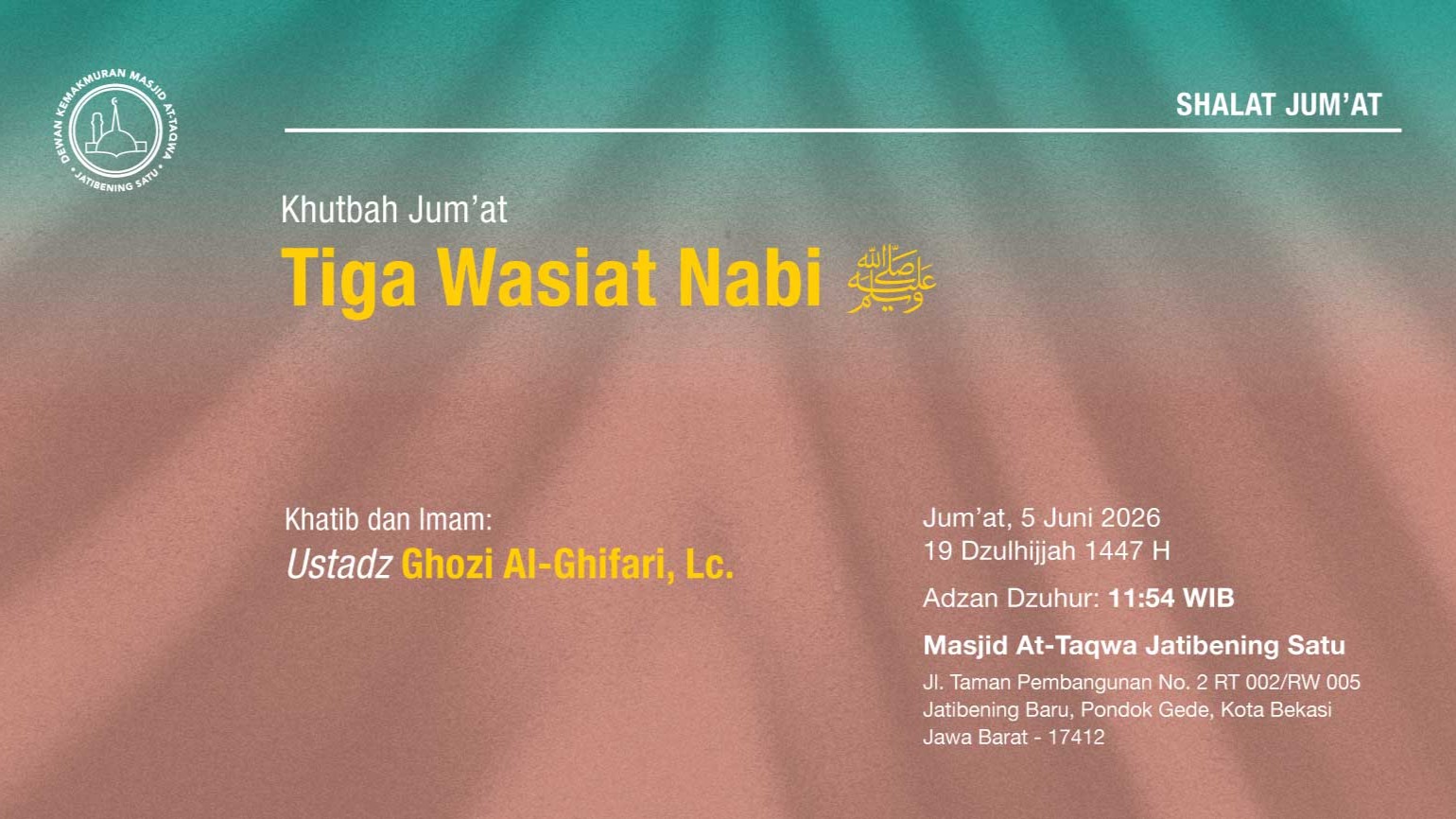 Info Shalat Jumat 5 Juni 2026 • 19 Dzulhijjah 1447 H